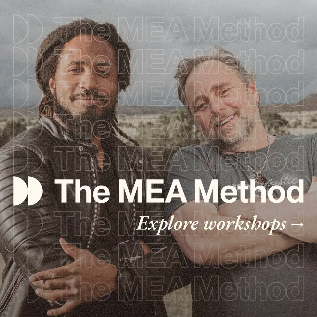 MEA Guest standing together with text promoting The MEA Method workshops.