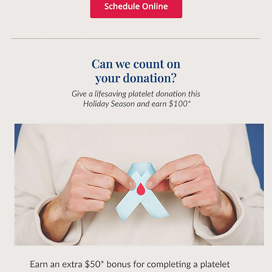 Trusting Heart Blood Center email section 3